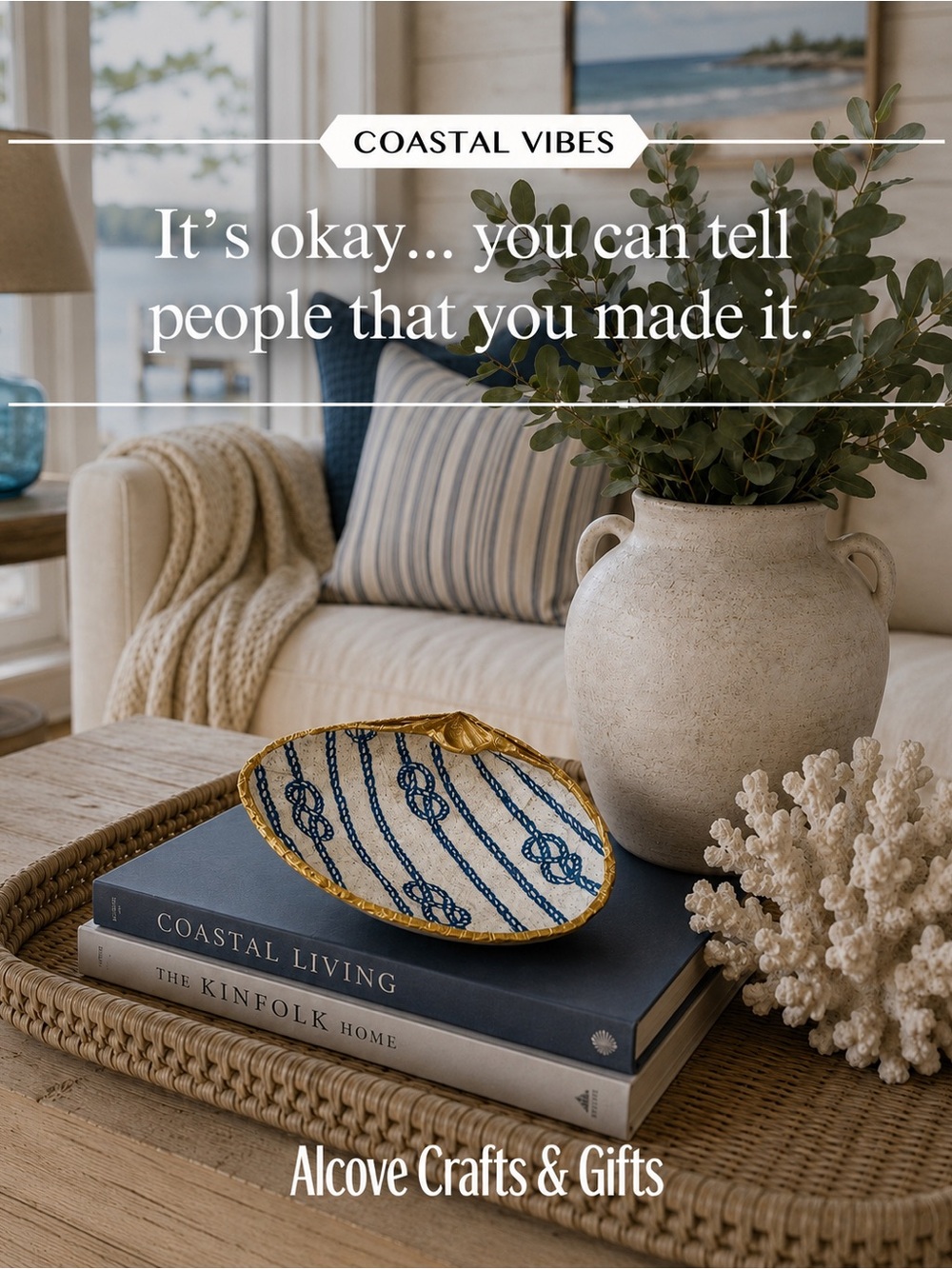 Handmade Découpage Clamshell Trinket Dish – Coastal Beach Decor